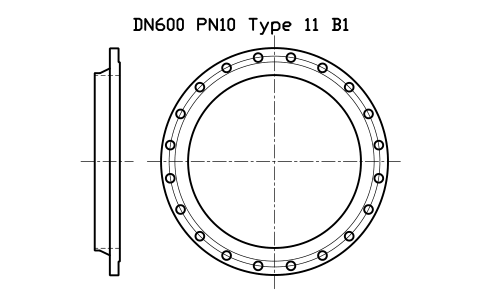 DN600 PN10 Type 11 B1 sembolünün önizlemesi, blok FLE_EN1092_11_PN10_DN600