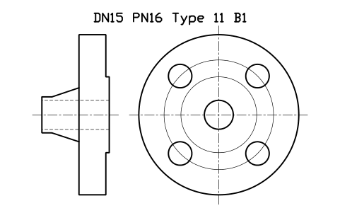 DN15 PN16 Type 11 B1 sembolünün önizlemesi, blok FLE_EN1092_11_PN16_DN15
