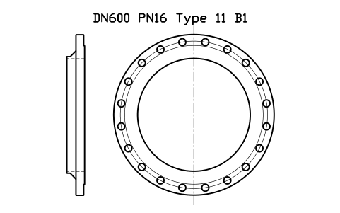 DN600 PN16 Type 11 B1 sembolünün önizlemesi, blok FLE_EN1092_11_PN16_DN600