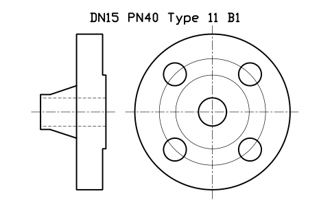DN15 PN40 Type 11 B1 sembolünün önizlemesi, blok FLE_EN1092_11_PN40_DN15