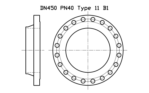 DN450 PN40 Type 11 B1 sembolünün önizlemesi, blok FLE_EN1092_11_PN40_DN450