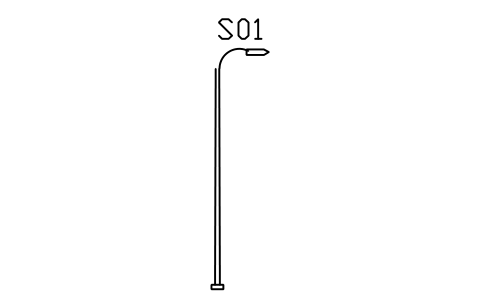 Street lamp, single arm, 6000 sembolünün önizlemesi, blok ENT_LAMP_POST