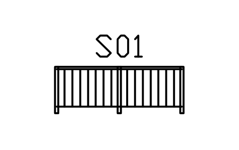 Railing, 3000 long, 1100 sembolünün önizlemesi, blok ENT_RAILING