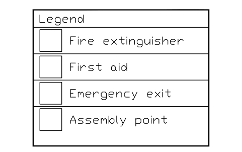 Preview of the Legend box with four rows symbol, block ESC_BOX_LEGEND