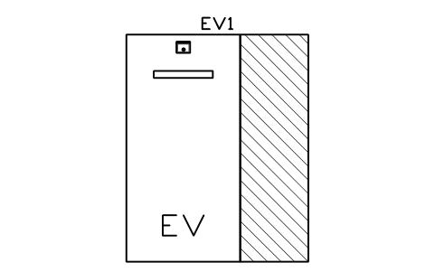 Preview of the Accessible bay 4000 x 5000, aisle 1500 symbol, block EVC_BAY_ACC