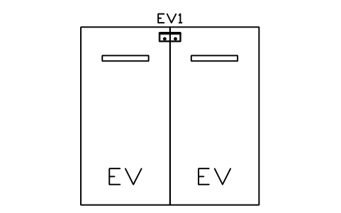 Preview of the Two bays, shared dual pedestal symbol, block EVC_BAY_PAIR_PED
