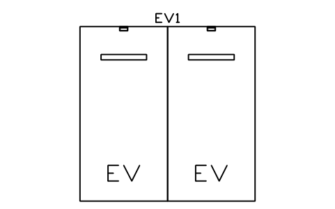 Preview of the Two bays, two wall boxes symbol, block EVC_BAY_PAIR_WALL