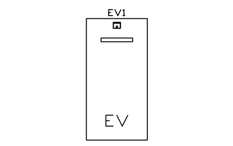Preview of the Bay 2500 x 5000, pedestal at head symbol, block EVC_BAY_PED
