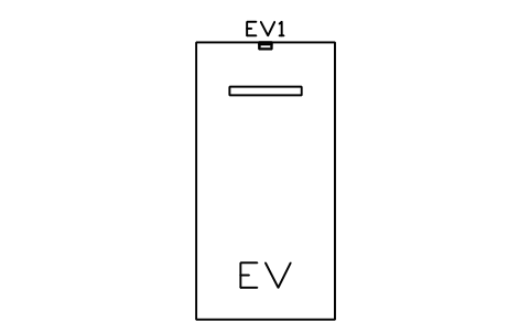 Preview of the Bay 2500 x 5000, wall box at head symbol, block EVC_BAY_WALL