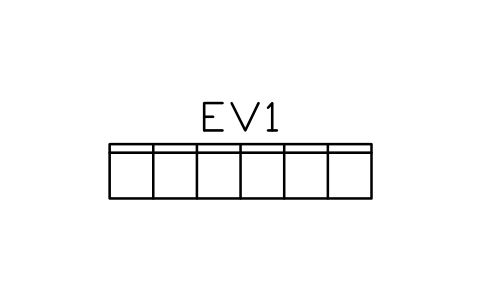 Preview of the E-scooter dock, row of 6, 2400 x 500 symbol, block EVC_ESCOOTER_DOCK