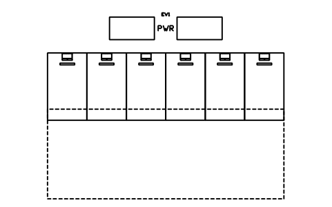 Preview of the Fast charging hub, 6 DC bays symbol, block EVC_LAYOUT_DC_HUB_6