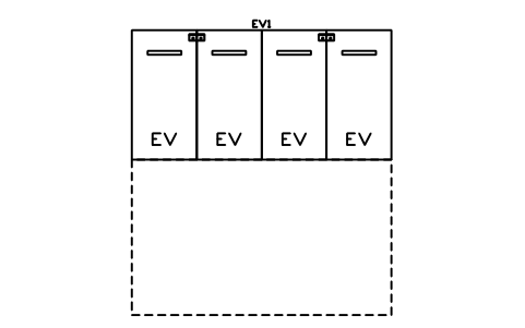 Preview of the Office car park, 4 bays, 2 pedestals symbol, block EVC_LAYOUT_OFFICE_4