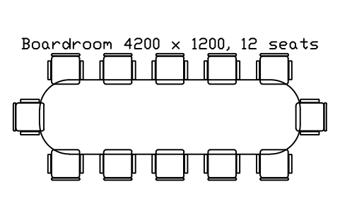 Aperçu du symbole Boardroom 4200 x 1200, 12 seats, bloc EVT_BOARD_4200