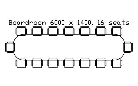 Aperçu du symbole Boardroom 6000 x 1400, 16 seats, bloc EVT_BOARD_6000