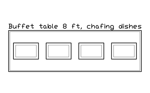Aperçu du symbole Buffet table 8 ft, chafing dishes, bloc EVT_BUFFET_8FT