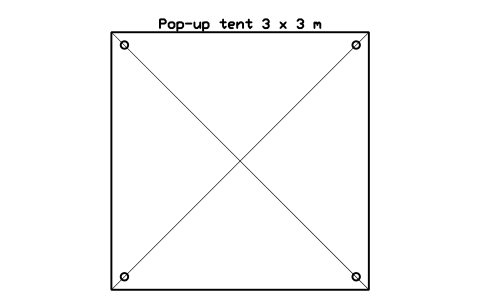 Aperçu du symbole Pop-up tent 3 x 3 m, bloc EVT_POPUP_3X3