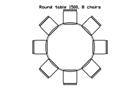 Aperçu du symbole Round table 1500, 8 chairs, bloc EVT_ROUND_1500_8