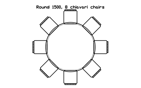 Aperçu du symbole Round 1500, 8 chiavari chairs, bloc EVT_ROUND_1500_8_CHIAVARI