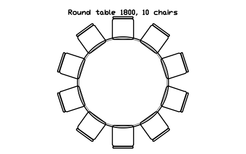 Aperçu du symbole Round table 1800, 10 chairs, bloc EVT_ROUND_1800_10