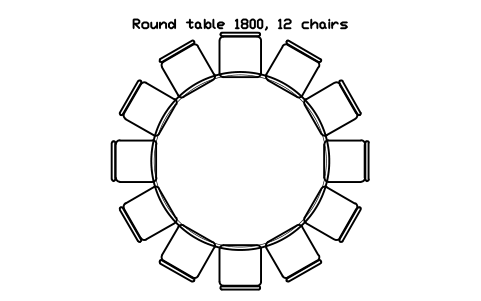 Aperçu du symbole Round table 1800, 12 chairs, bloc EVT_ROUND_1800_12