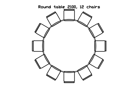 Aperçu du symbole Round table 2100, 12 chairs, bloc EVT_ROUND_2100_12