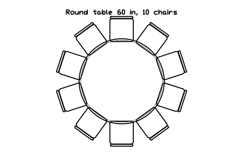 Aperçu du symbole Round table 60 in, 10 chairs, bloc EVT_ROUND_60IN_10