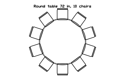 Aperçu du symbole Round table 72 in, 10 chairs, bloc EVT_ROUND_72IN_10