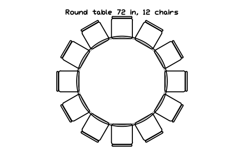 Aperçu du symbole Round table 72 in, 12 chairs, bloc EVT_ROUND_72IN_12