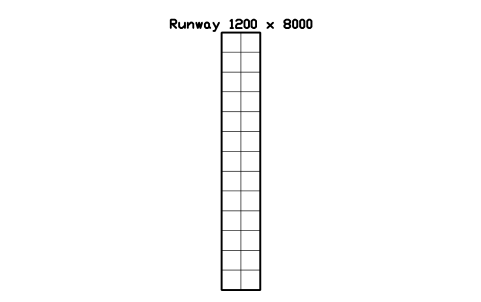 Aperçu du symbole Runway 1200 x 8000, bloc EVT_RUNWAY