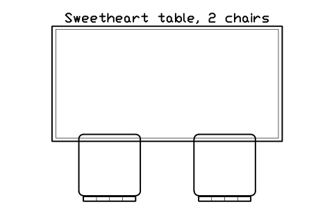 Aperçu du symbole Sweetheart table, 2 chairs, bloc EVT_SWEETHEART_TABLE