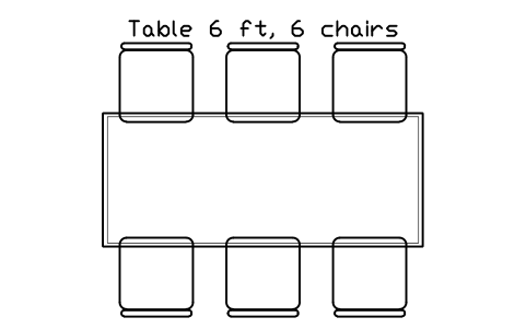 Aperçu du symbole Table 6 ft, 6 chairs, bloc EVT_TABLE_6FT_6