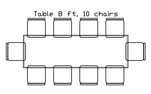 Aperçu du symbole Table 8 ft, 10 chairs, bloc EVT_TABLE_8FT_10