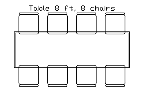 Aperçu du symbole Table 8 ft, 8 chairs, bloc EVT_TABLE_8FT_8