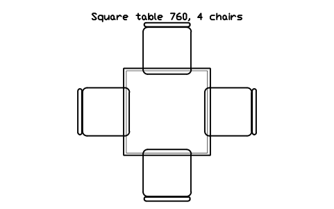 Aperçu du symbole Square table 760, 4 chairs, bloc EVT_TABLE_SQ_760_4