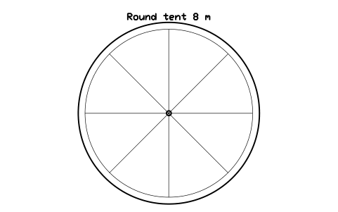 Aperçu du symbole Round tent 8 m, bloc EVT_TENT_ROUND_8