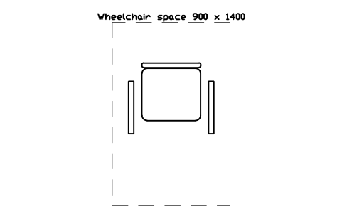 Aperçu du symbole Wheelchair space 900 x 1400, bloc EVT_WHEELCHAIR_SPACE