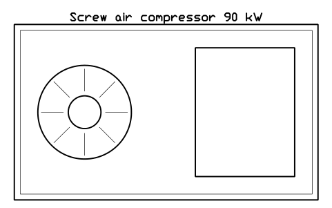 Vista previa del símbolo Screw air compressor 90 kW, bloque FPL_COMPRESSOR_L