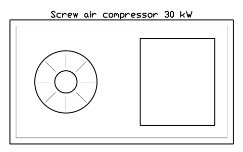 Vista previa del símbolo Screw air compressor 30 kW, bloque FPL_COMPRESSOR_SCREW