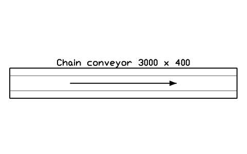 Vista previa del símbolo Chain conveyor 3000 x 400, bloque FPL_CONV_CHAIN