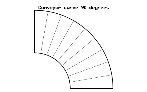 Vista previa del símbolo Conveyor curve 90 degrees, bloque FPL_CONV_CURVE_90