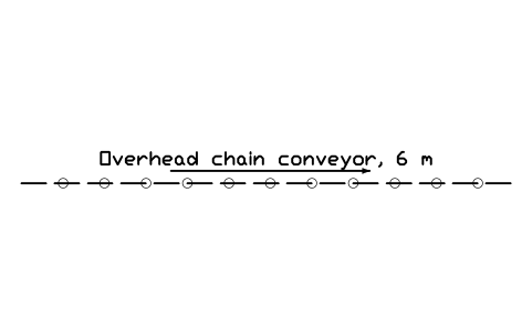 Vista previa del símbolo Overhead chain conveyor, 6 m, bloque FPL_CONV_OVERHEAD