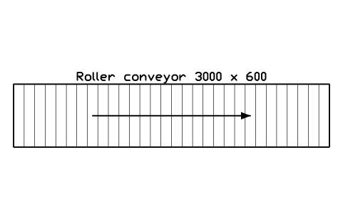 Vista previa del símbolo Roller conveyor 3000 x 600, bloque FPL_CONV_ROLLER_3M