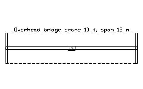 Vista previa del símbolo Overhead bridge crane 10 t, span 15 m, bloque FPL_CRANE_BRIDGE_10T