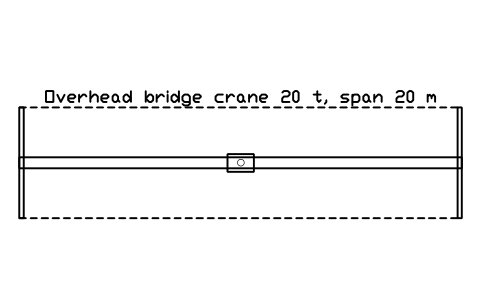 Vista previa del símbolo Overhead bridge crane 20 t, span 20 m, bloque FPL_CRANE_BRIDGE_20T