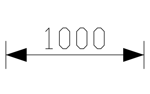 Vista previa del símbolo Clearance dimension 1000, bloque FPL_DIM_CLEARANCE