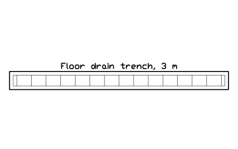 Vista previa del símbolo Floor drain trench, 3 m, bloque FPL_DRAIN_TRENCH