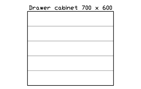 Vista previa del símbolo Drawer cabinet 700 x 600, bloque FPL_DRAWER_CABINET