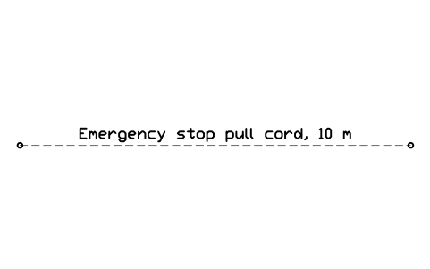 Vista previa del símbolo Emergency stop pull cord, 10 m, bloque FPL_ESTOP_ROPE