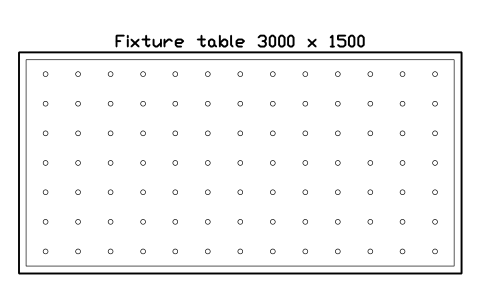 Vista previa del símbolo Fixture table 3000 x 1500, bloque FPL_FIXTURE_TABLE