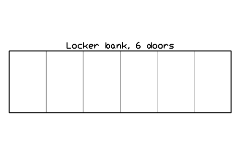 Vista previa del símbolo Locker bank, 6 doors, bloque FPL_LOCKER_6